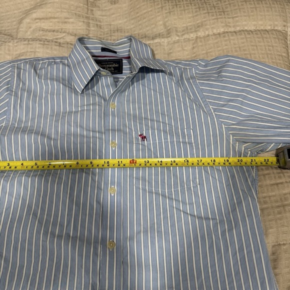 Abercrombie And Fitch Mens Blue Striped Long Sleeve Button Down Shirt Size L - Picture 8 of 11
